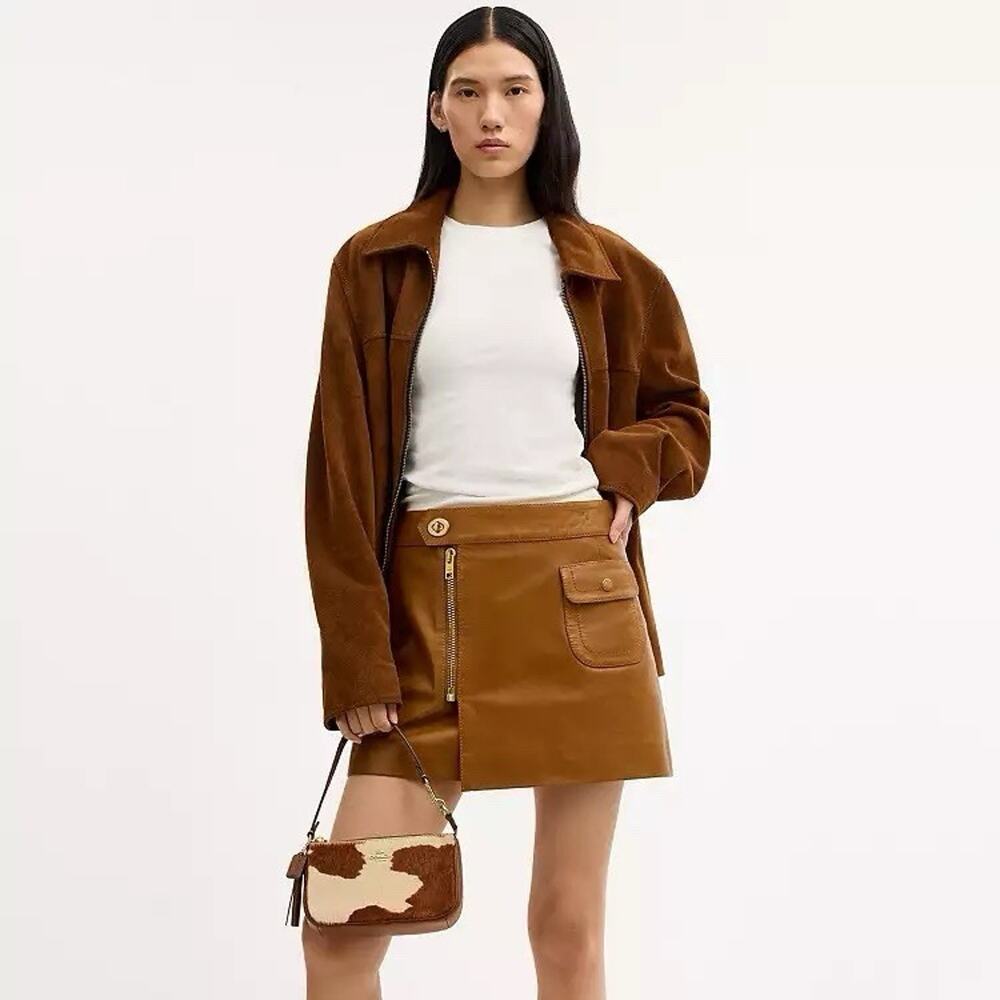 NWT Coach Nolita 19 In Haircalf With Cow CDW34 cow printed haircalf/Gold/Cow - Picture 8 of 9